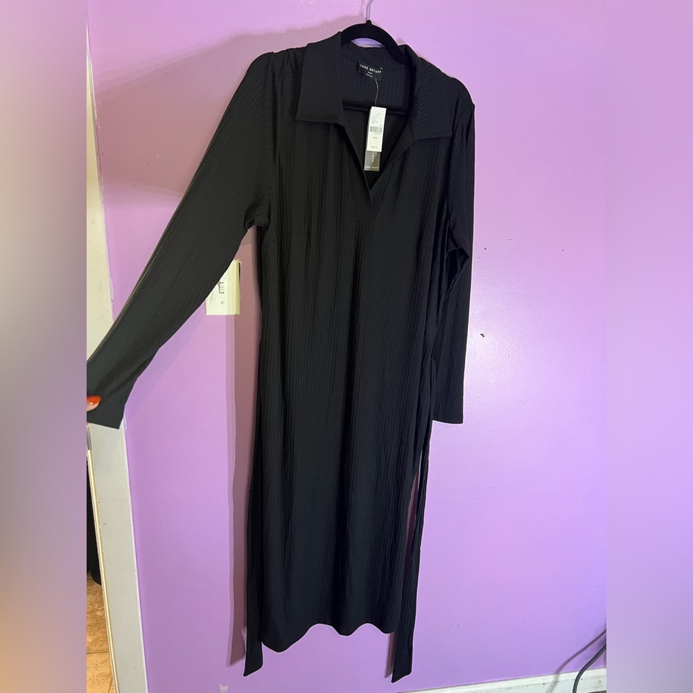Ribbed Polo Wrap Midi Dress